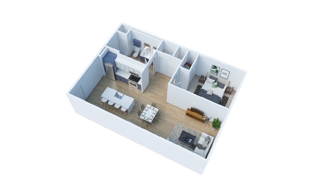 1 Bedroom K - 1 bedroom floorplan layout with 1 bath and 782 square feet. (Layout 1)
