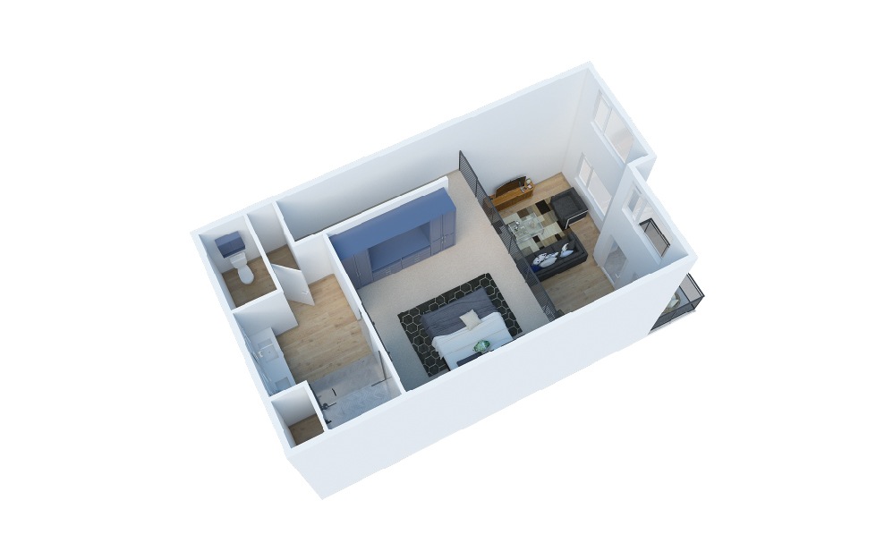 1 Bedroom Loft - 1 bedroom floorplan layout with 1.5 bath and 936 square feet. (Layout 1 Upper)